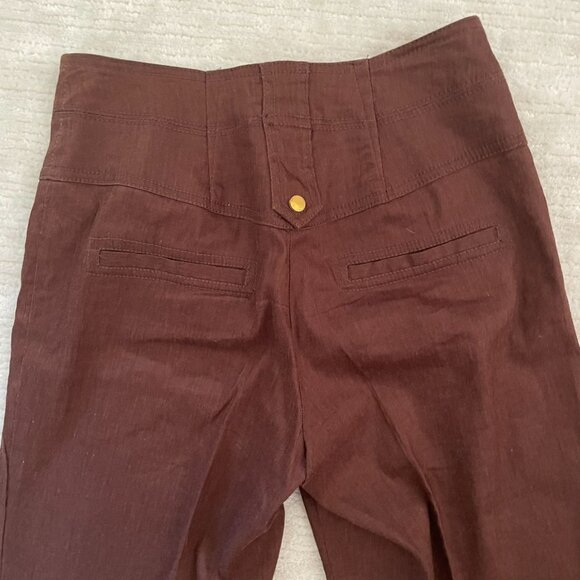 Cache Womens Linen Blend Brown Pants Size 2 - Picture 5 of 14